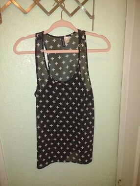 Cross Pattern Sheer Tank Top - Women